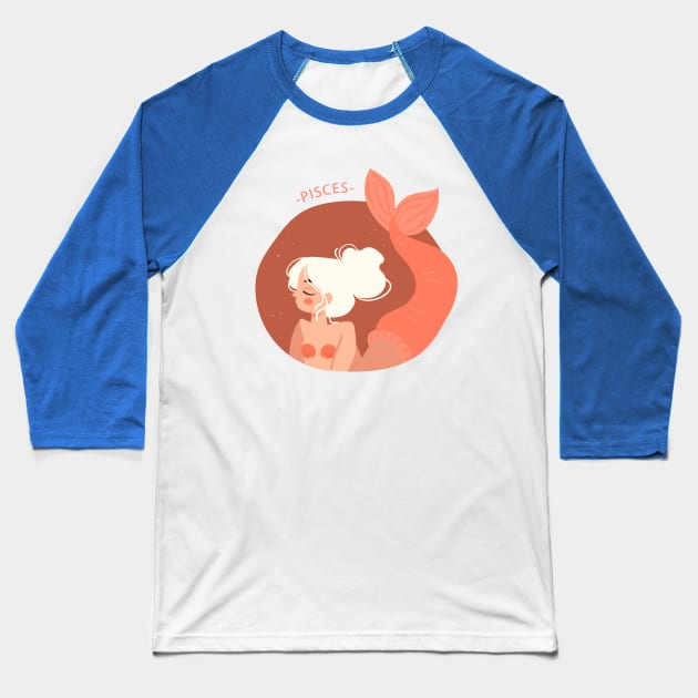 Zodiac Pisces Baseball T-Shirt by Mako Design 